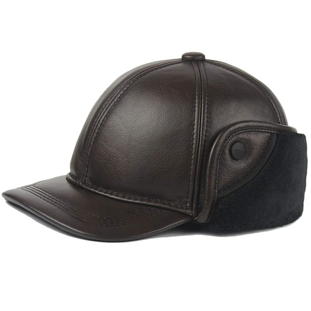 DongBao Uomo Cappello da Baseball in Pelle Sportivo Berretto con Visiera Invernale Cappello da Caccia di Berretti con Paraorecchie