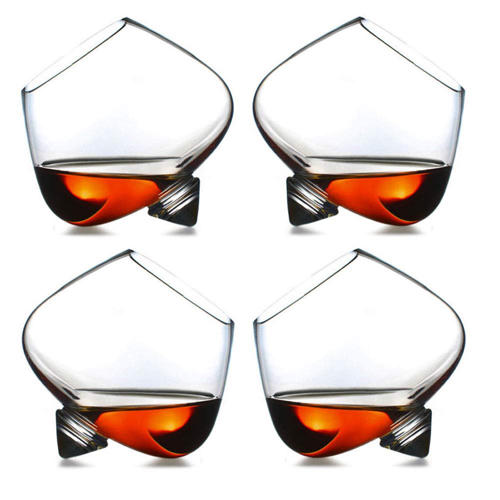 Copenhagen - Set 4 Bicchieri per Cognac (Cognac Glass) - Diametro 11 cm - capacità 25 cl - Soffiato A Bocca - Ogni Bicchiere è Un Pezzo Unico -