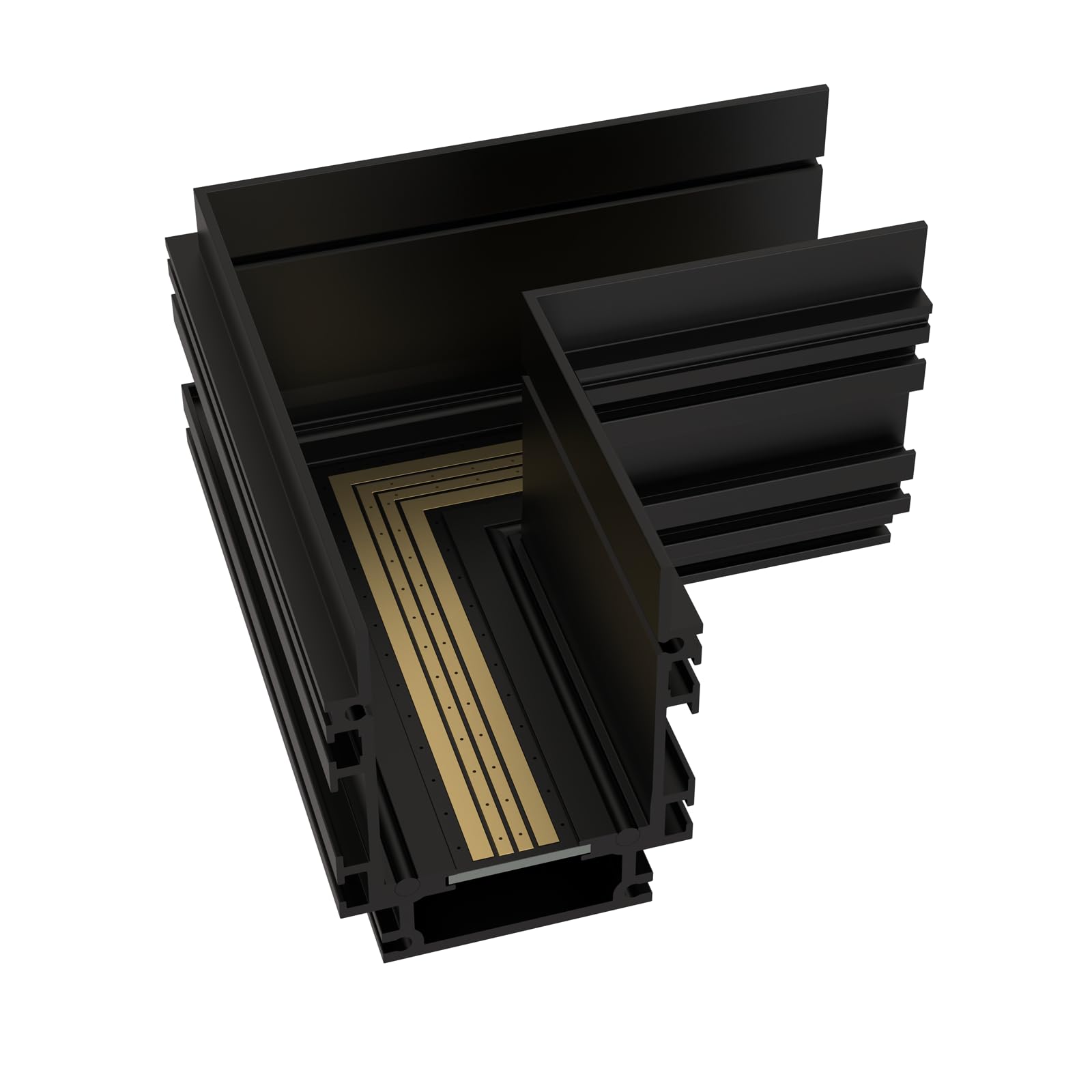 SCON 4-Fils Connecteur d'Angle Noir Horizontal pour Système d'Éclairage sur Rail Magnétique Encastré, Accessoire en Aluminium Anodisé, Alimentation Fixe pour Lampes LED