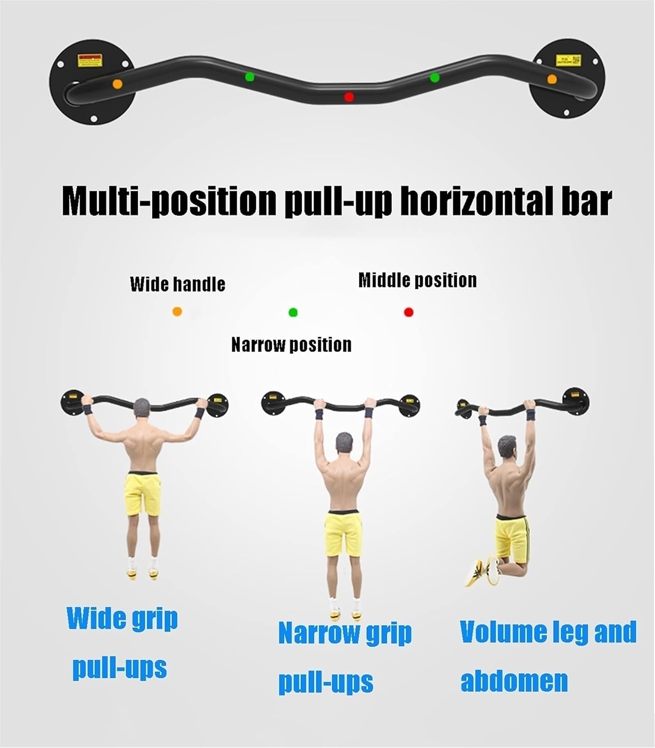 Pull-Up Bar Home Gym Pull-ups, Steel Wall Horizontal Bars, Strength Training Equipment, Can Bear 200kg (Color : Steel, Size : Style2)