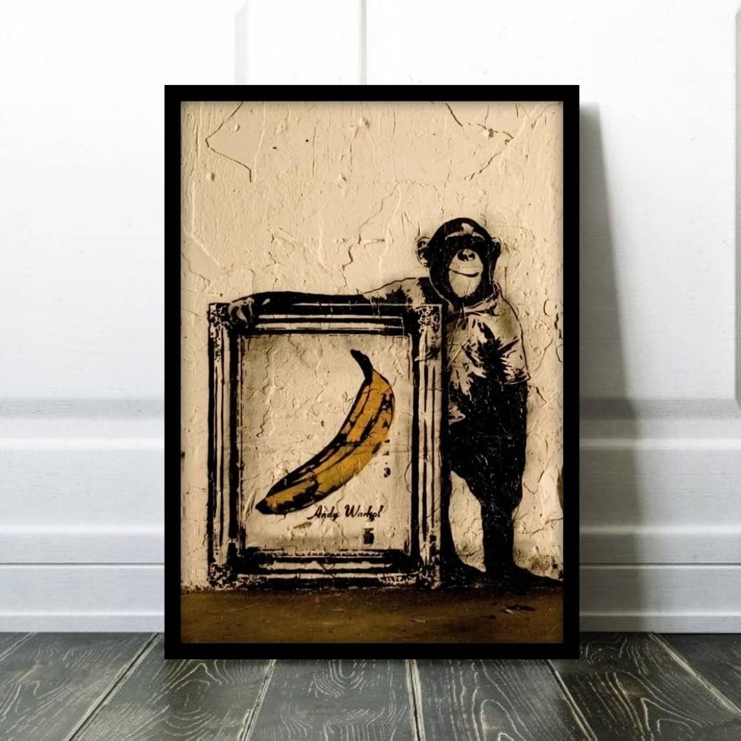 Amazon.co.jp: バンクシー 猿とバナナ フレーム付き ポスターaoipro