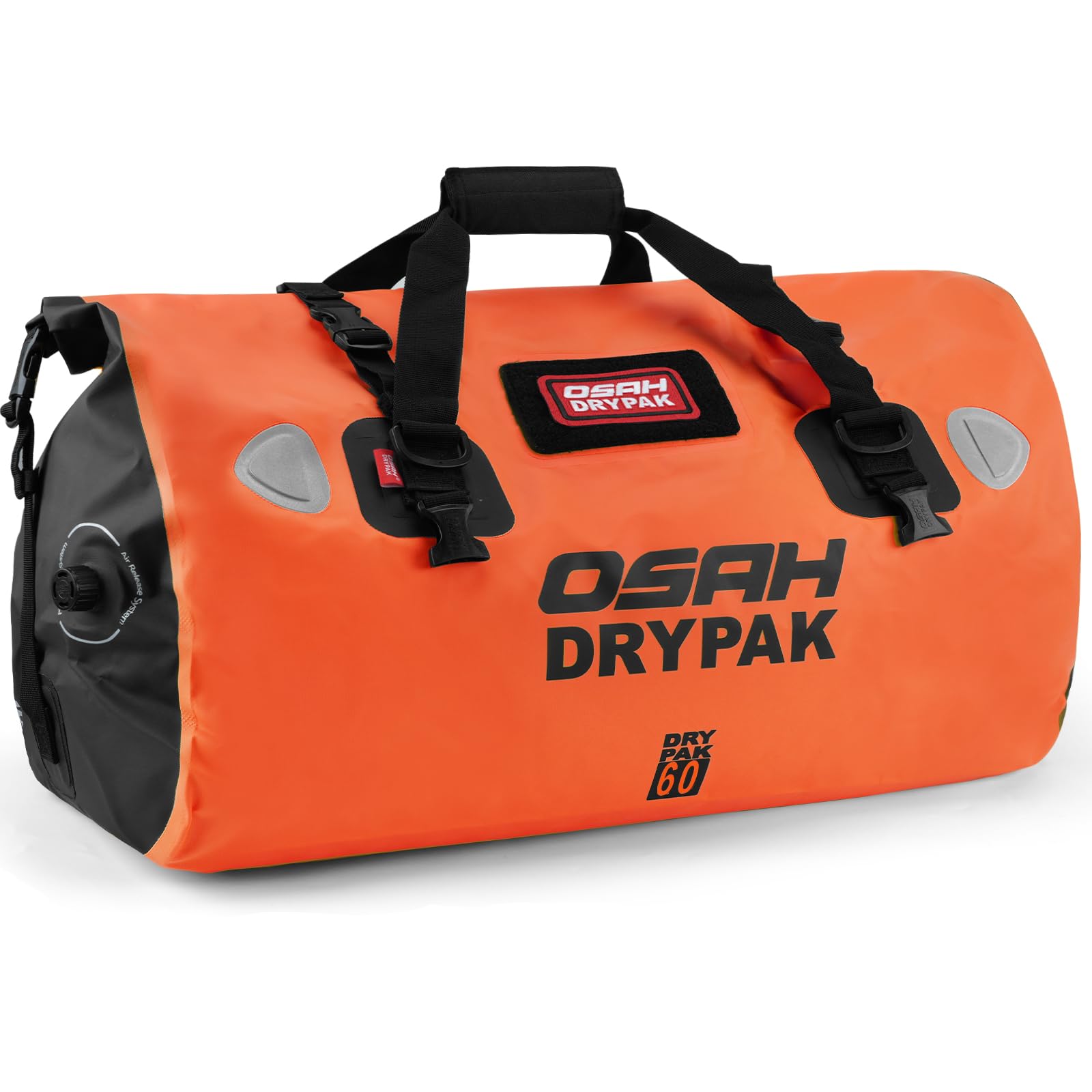 OSAH DRYPAK Bolso de Lona Impermeable - Bolsa Trasera estanca para Moto con Gran Espacio, Equipaje Impermeable con Bolsillo Exterior de Malla con Cremallera para Acampada, Kayak, Pesca y Viajes