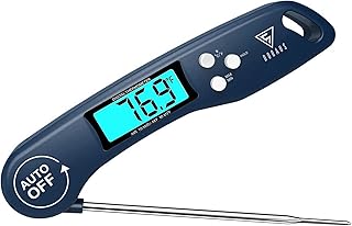 DOQAUS Digital Meat Thermometer, Instant Read Food Thermometer for Cooking with Backlit & Auto-Rotating Display, 4.6” Probe for Grilling, Baking, and Perfect BBQ - Blue