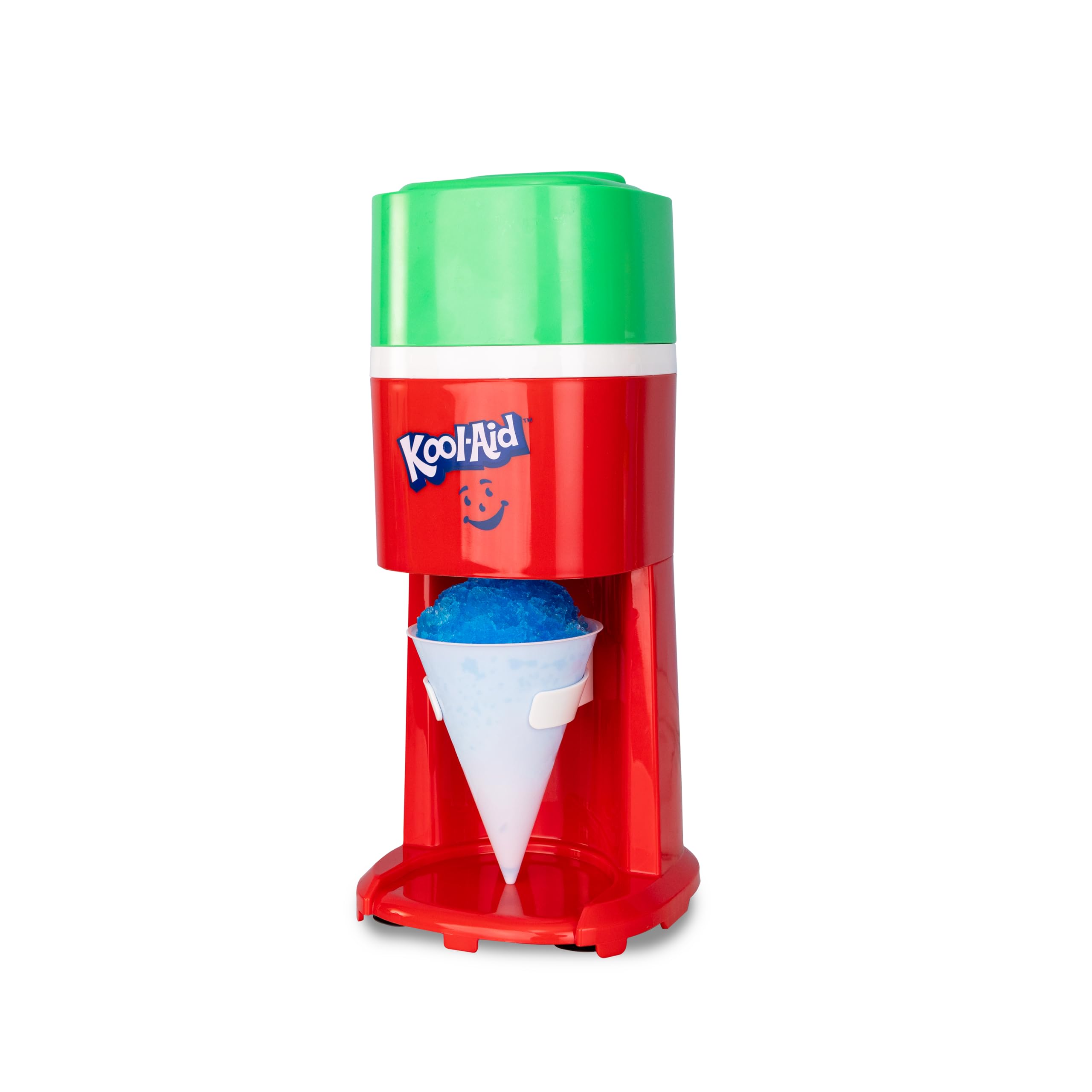 Kool-Aid Electric Ice Shaver for Snow Cones &amp; Frozen Drinks – Single Serve Machine with Stainless Steel Blades – Reusable Cone and Freezing Bowl Mold Included – Strawberry Red