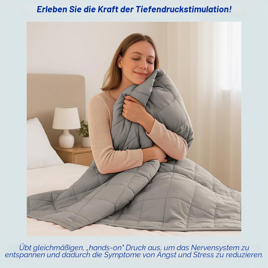 Harbour Housewares Gewichtsdecke mit Aufbewahrungstasche - 150 x 200cm - 8kg - Grau - 1x Schwer Erwachsene Baumwolle Bett Abdeckung Werfen mit Glasperlen | Hochwertige 7-Lagen-Konstruktion | Angst