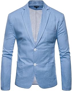Blazer Hombre Casual Verano, Americana Verano Hombre con Solapa Un Solo Botón Chaquetas De Traje Ligero Informal De Color Liso con Abertura Y Un Solo Pecho para Bodas Negocios Y Veladas