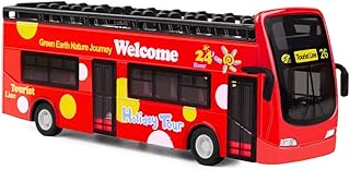 1:32 Sightseeing Tour Double Decker Bus Toy Pull-Back Bus Toy, Alloy Pull Back Bus Model Double Sightseeing Bus Sound Light Toy Simulated Play Die-Cast Vehicles Toys