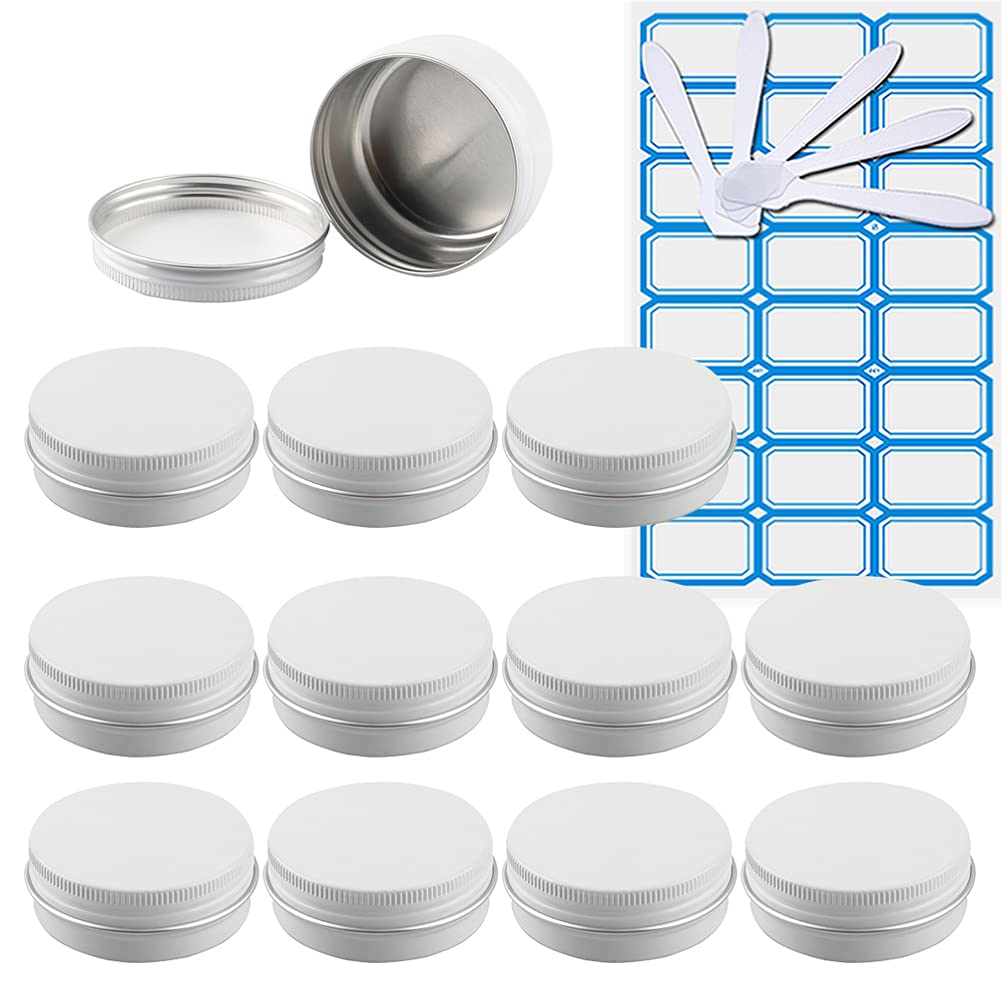 10 Piezas Tarros de Aluminio con tapa Rosca 15ml, Negro Mate Tarros de Aluminio Vacíos Redondo para Contenedor De Cosméticos Cremas Caja de almacenaje con 5 Espátula y 1 Etiqueta — view 22