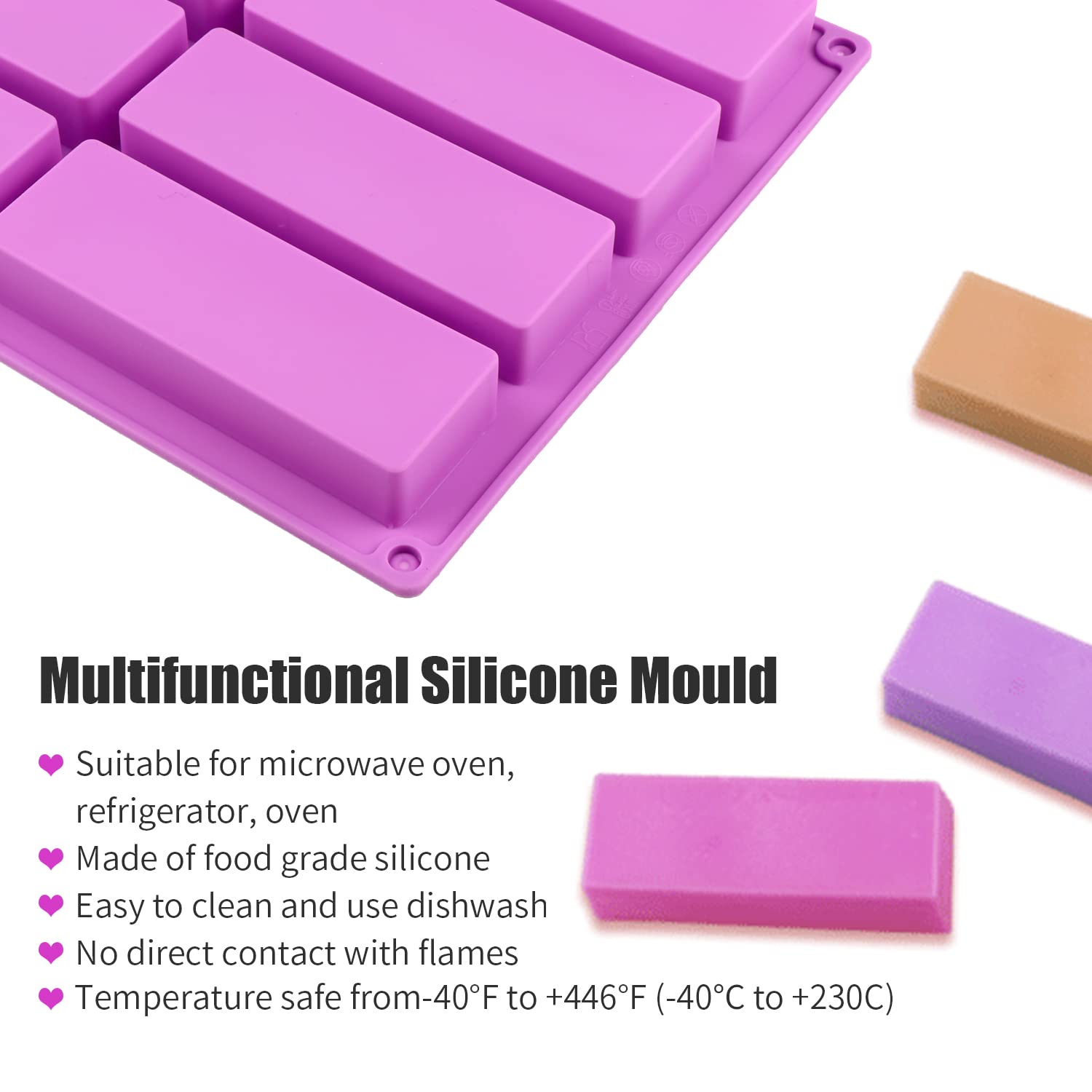 Stampo In Silicone Per Barrette Di Muesli - 2 Pezzi, 27x21.5 Cm Viola Per Dolci E Snack - Foto 13