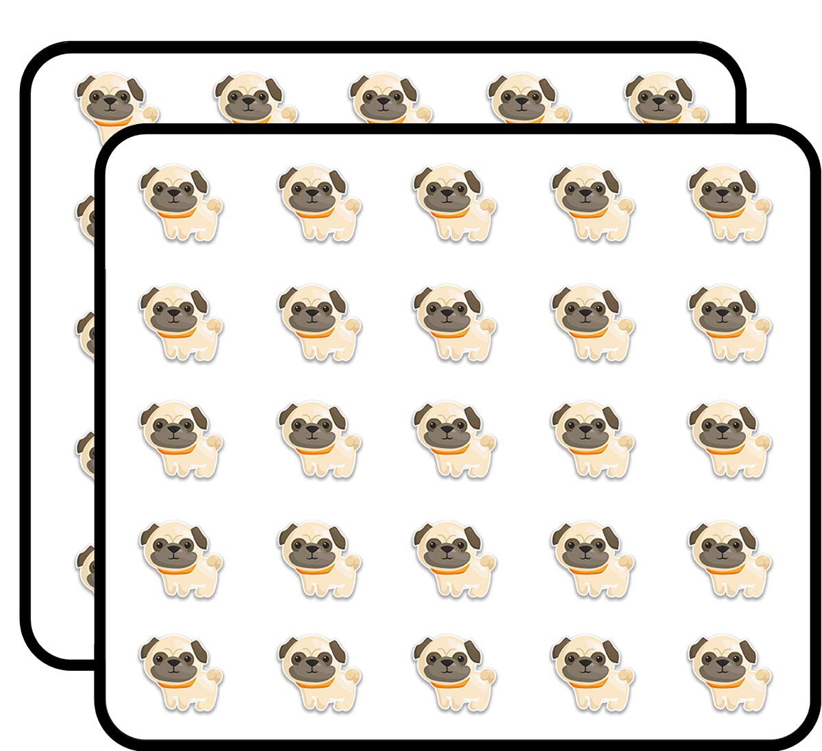 Pug Vinyl Stickers Animals Dogs Sticker for Scrapbooking Waterproof Vinyl Stickers for Water Bottle, Laptop & Phone Case 50 Pack