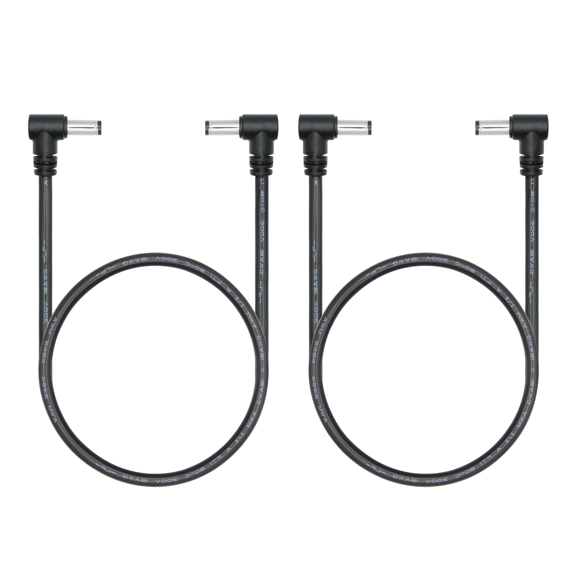Right Angle DC Male to Male Extension Cord 1.6FT, 18AWG 90 Degree DC 5.5mm x 2.1mm 12V Power Cable Connector Adapter, for Security Surveillance Camera, LED Strip, DVR, Router - 2Pcs Black-image-20