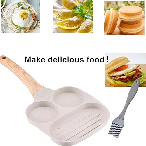 Miniatura 7 de Sartén antiadherente para huevos, cocina de aluminio con cepillo, sartén de huevos múltiples para hamburguesas, tortillas, acampar al aire libre