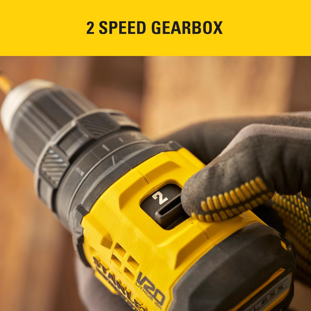 STANLEY Wiertarka udarowa BRUSHLESS V20 Li-Ion 18V do użytku profesjonalnego do utrzymania stabilnego i praktycznego połączenia z pomiarem lub specyfikacją 20L