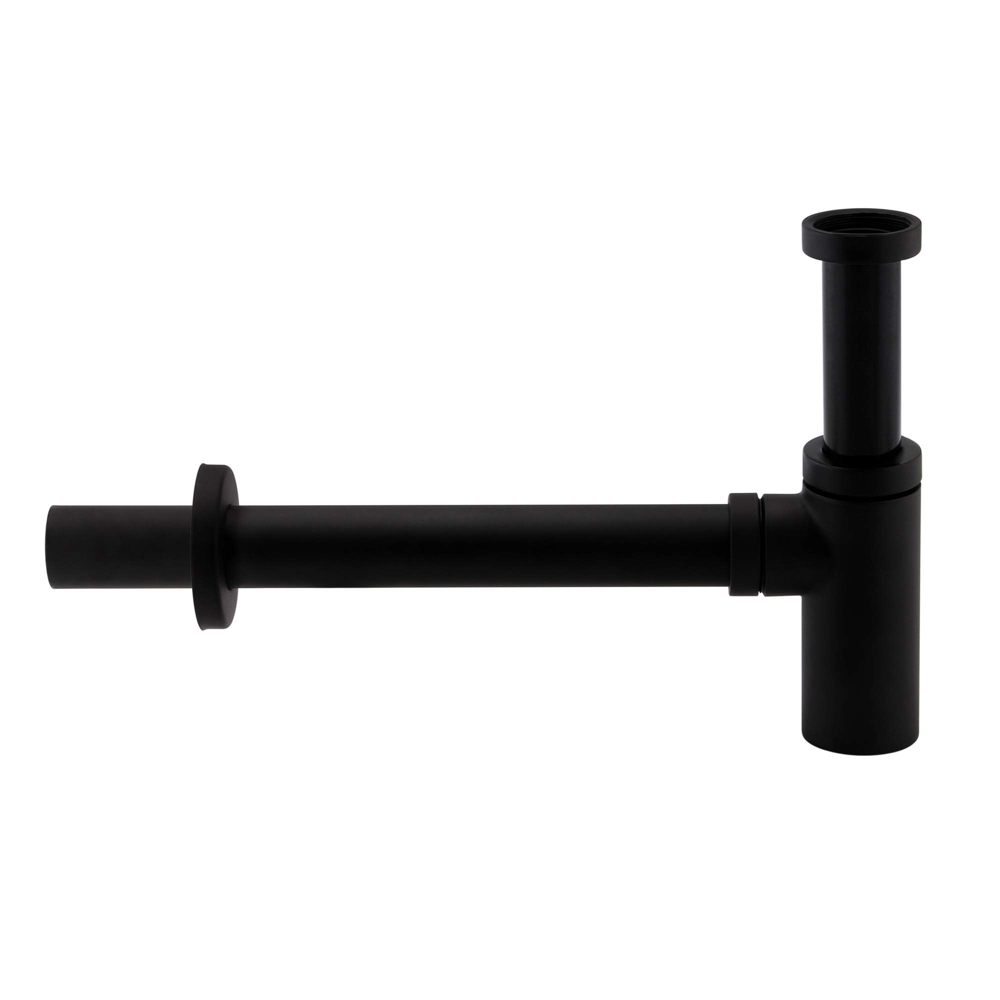 STILFORM Designer "Minimal" Siphon Odour Trap with Cleaning Opening, Siphon Black Matt Made of Solid Brass
