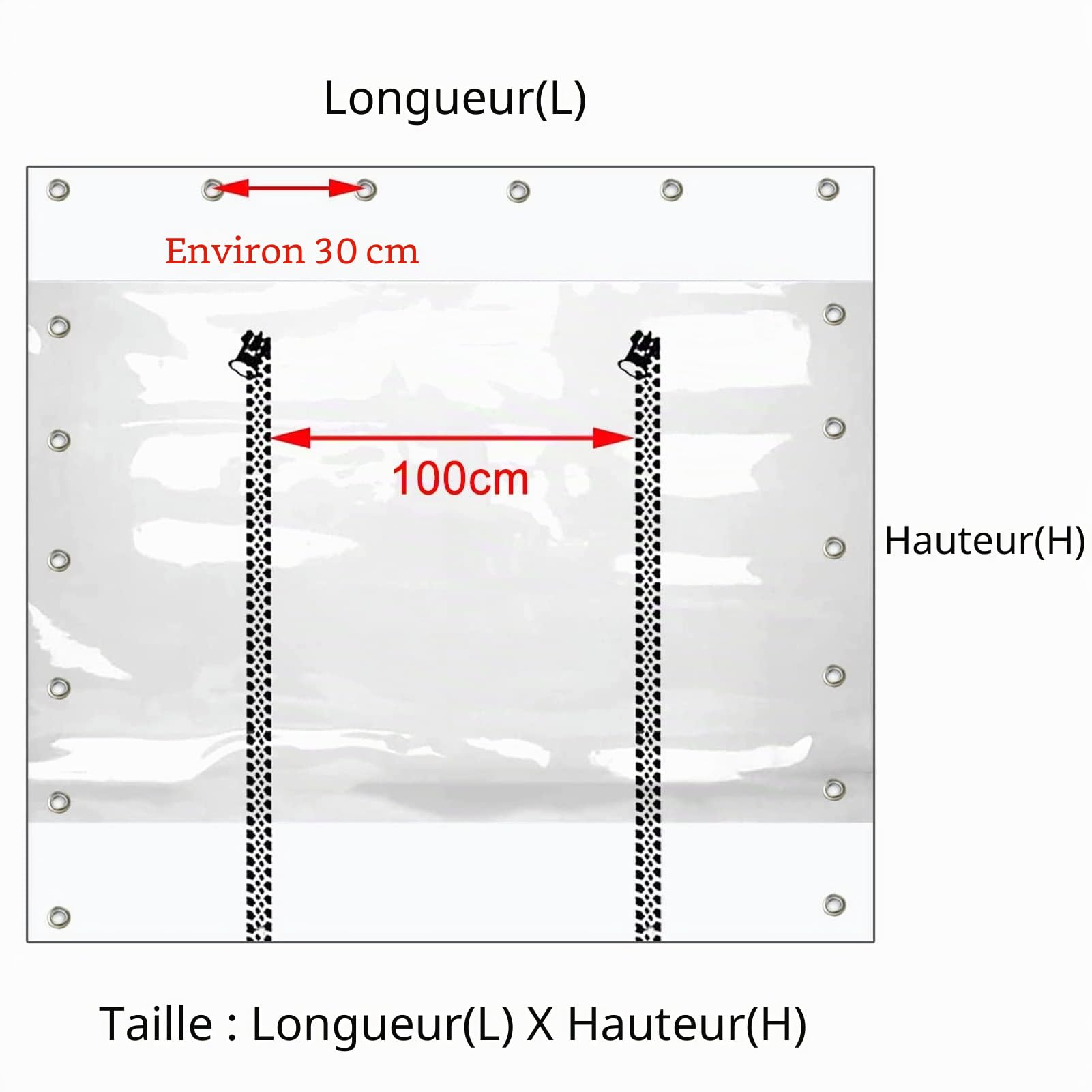 Rideaux de Bâche Imperméables Transparents Extérieurs, Bâche en PVC avec Fermeture À Glissière, Pergola Patio Porche Panneaux Latéraux de Étanche Claire, avec Œillets