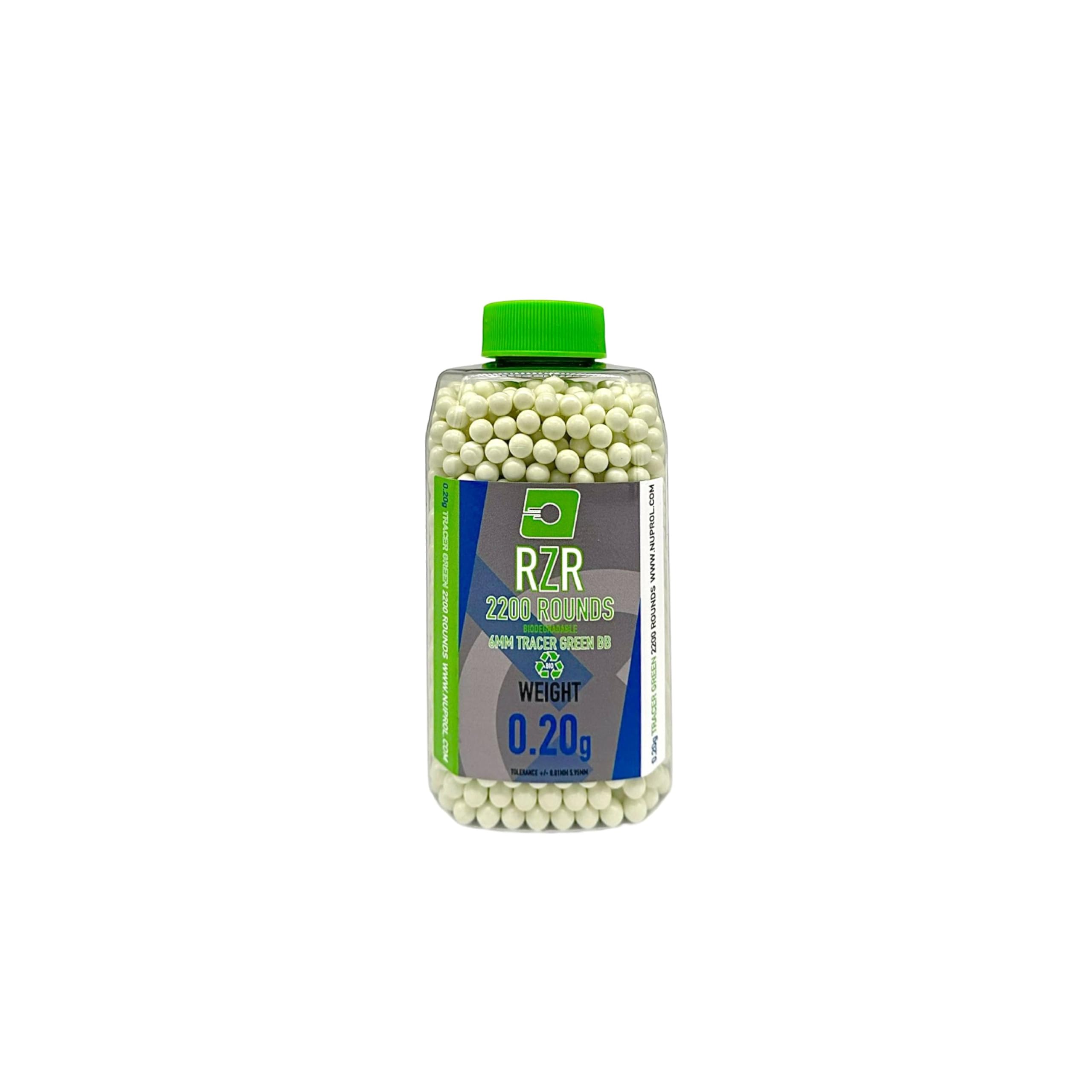 NUPROL RZR - Biodegradable Tracer Airsoft BBs - 0.20g (2200R), Green