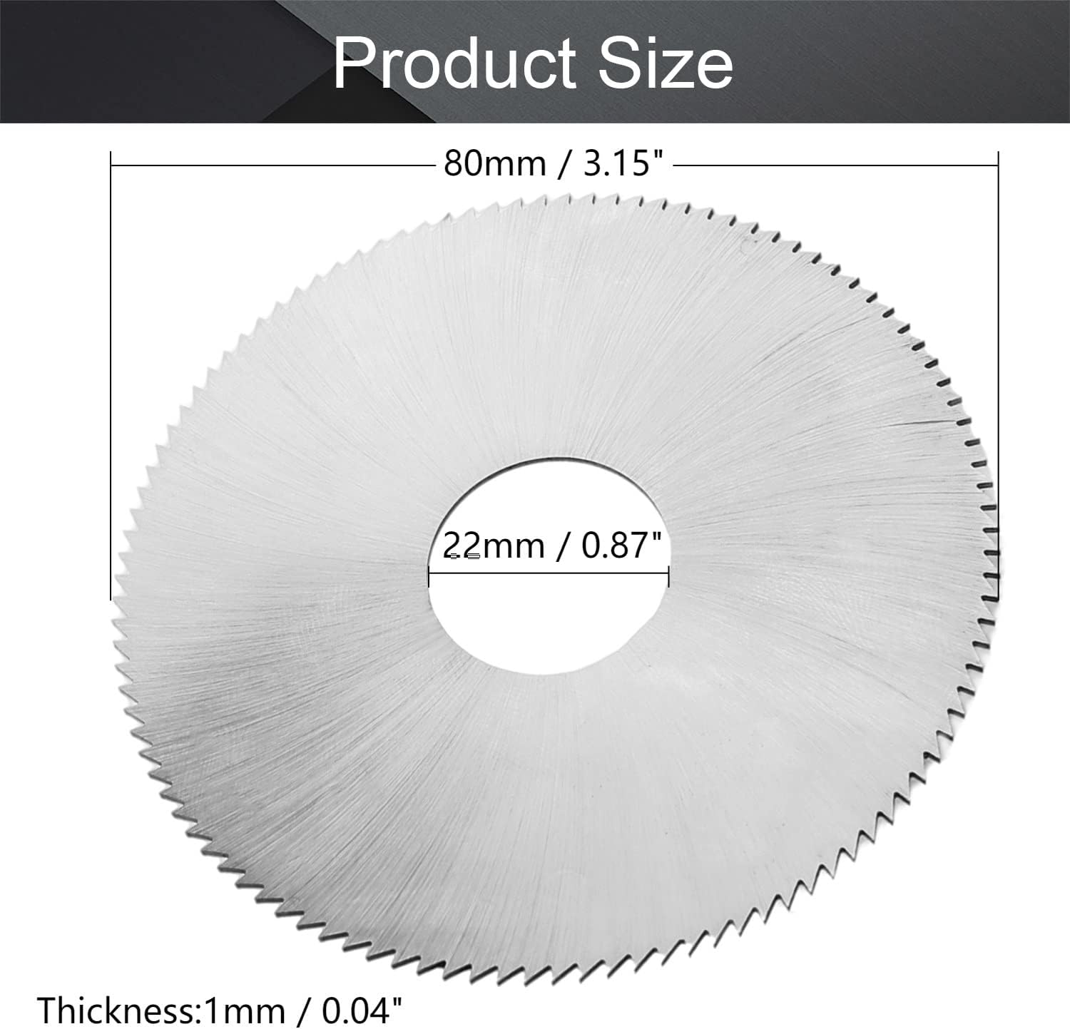 Utoolmart Circular Saw Blade 3.15x0.87x0.04inches/80mm x 22mm x 1mm 108T Cutting Saw Blade HSS Steel Round Slitting Saw Cutter