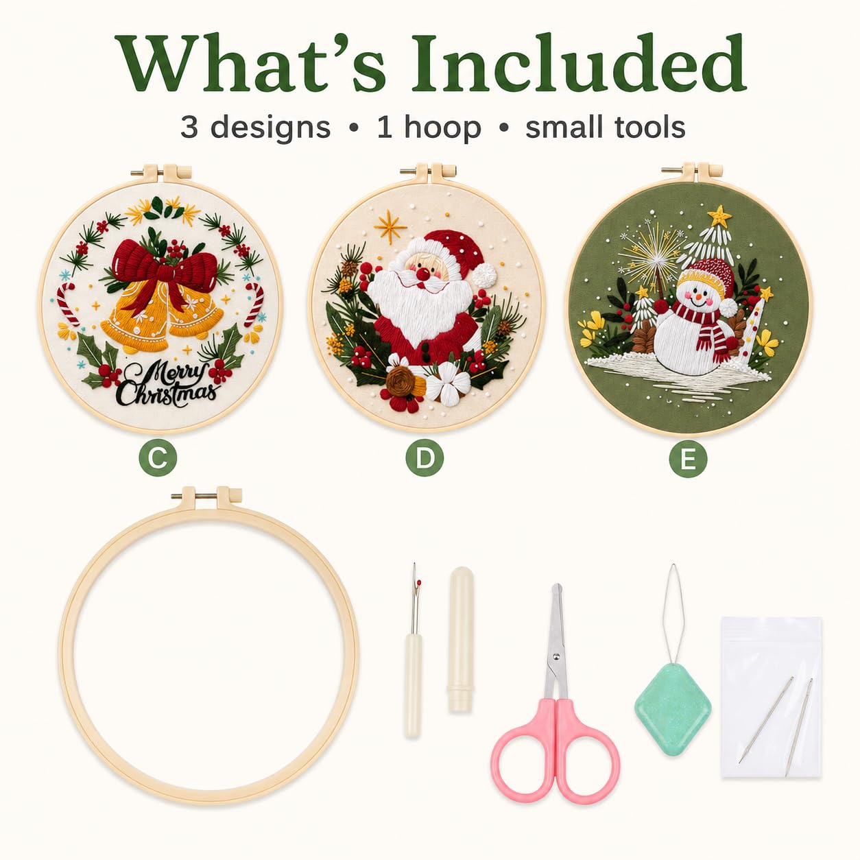 Christmas Embroidery Kits - 3 Festive Designs -3