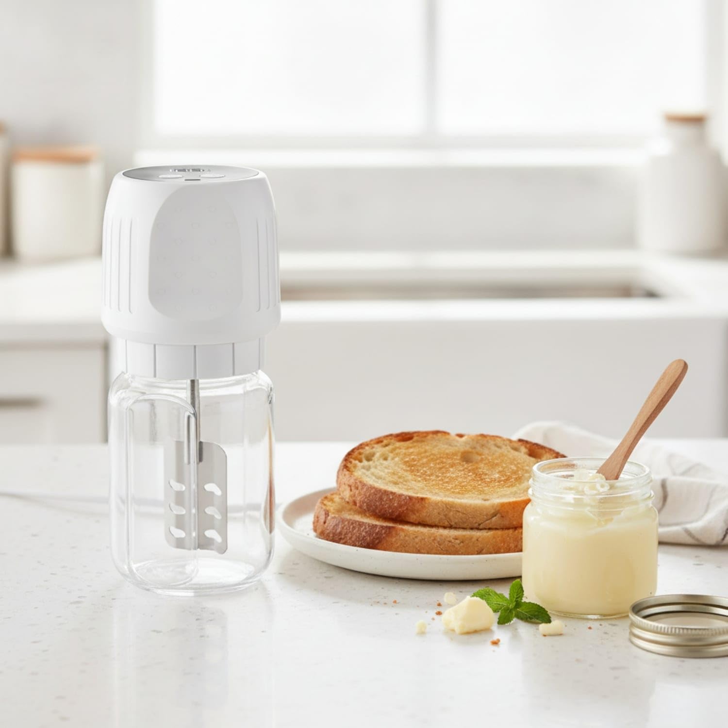 Countertop Electric Butter Churn Digital Electric Butte | Countertop Electric Butter Churn Digital Maker Homemade Kitchen Appliance Fresh for Home Cooks Black-image-38