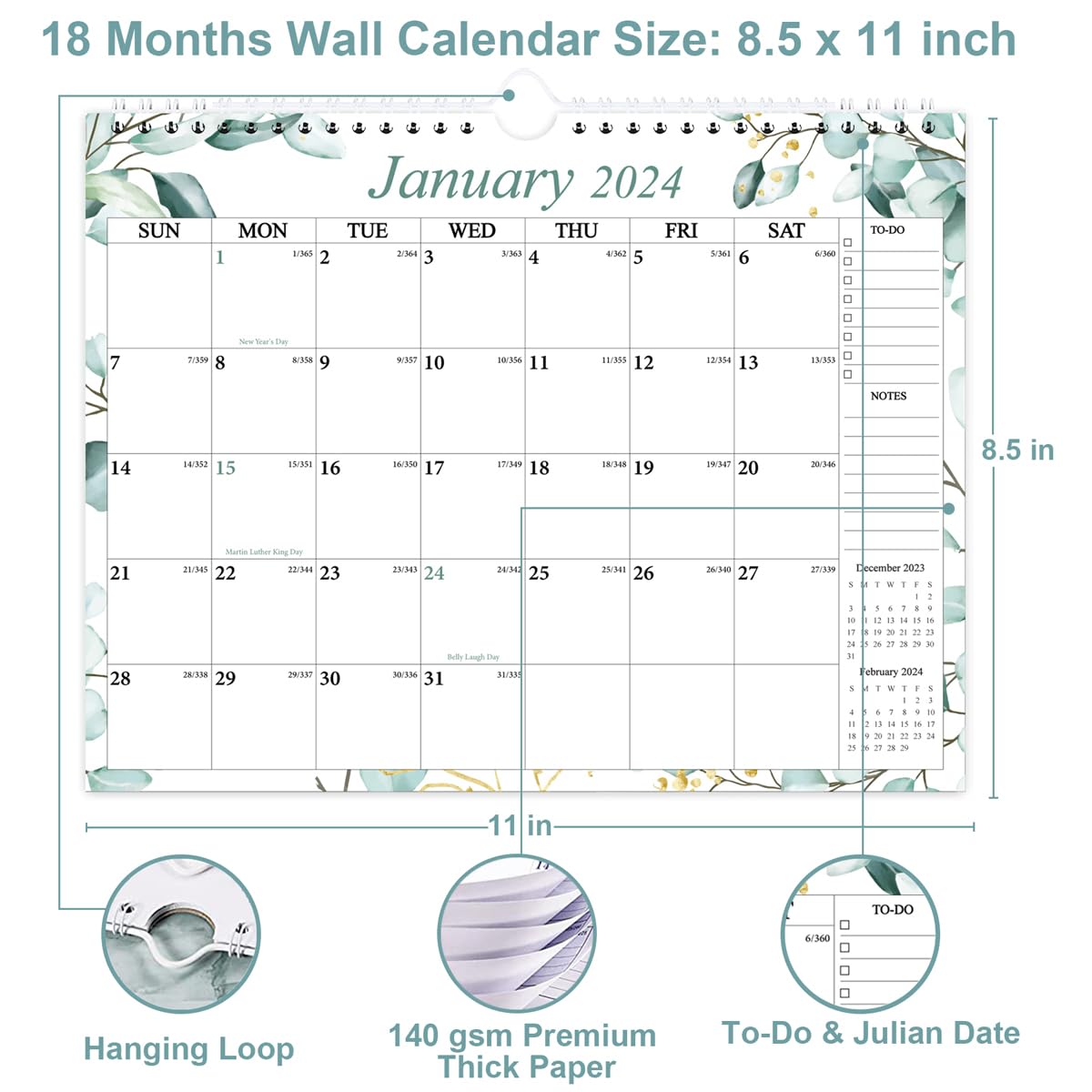 2024-2025 Wall Calendar 18 Months Calendar From January, 48% OFF