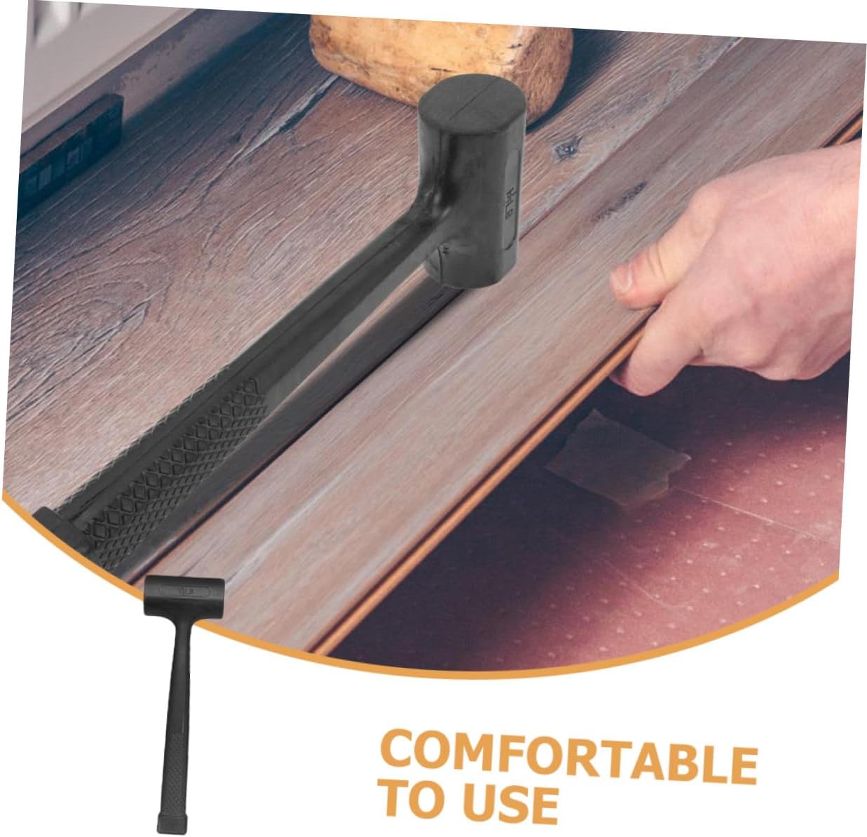 Rubber Hammer Mallet 1.5lb Double-faced Anti-vibration Rubber Head Installation Hammer for Tile, Wood, Marble Flooring and Renovation