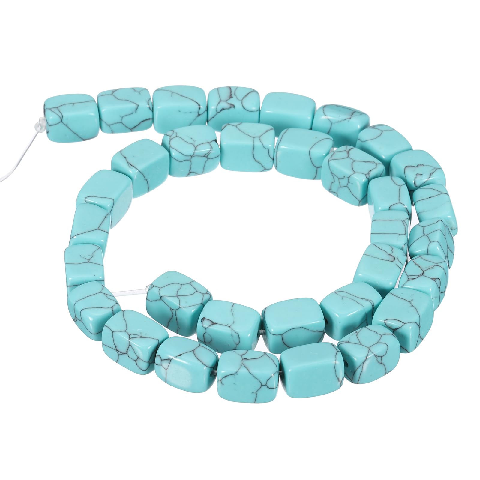 PATIKIL 12x8mm Natural Stone Gemstone Beads for Jewelry Making 1 Strand 15"/38cm Cuboid Loose Spacer Beads Crystal Agate Beads for Bracelet Necklace DIY Art Craft Cyan-Blue