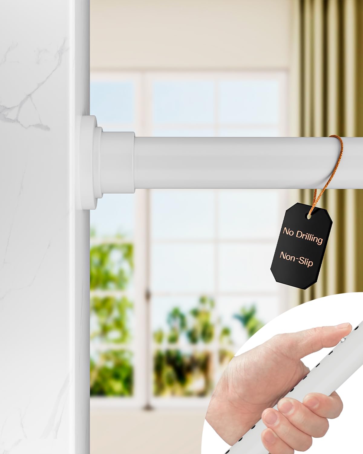 ALLZONE Room Divider Tension Curtain Rod, 83-120 inch, No drilling, NEVER Bend, Never Collapse, Very Secure, Rust Free