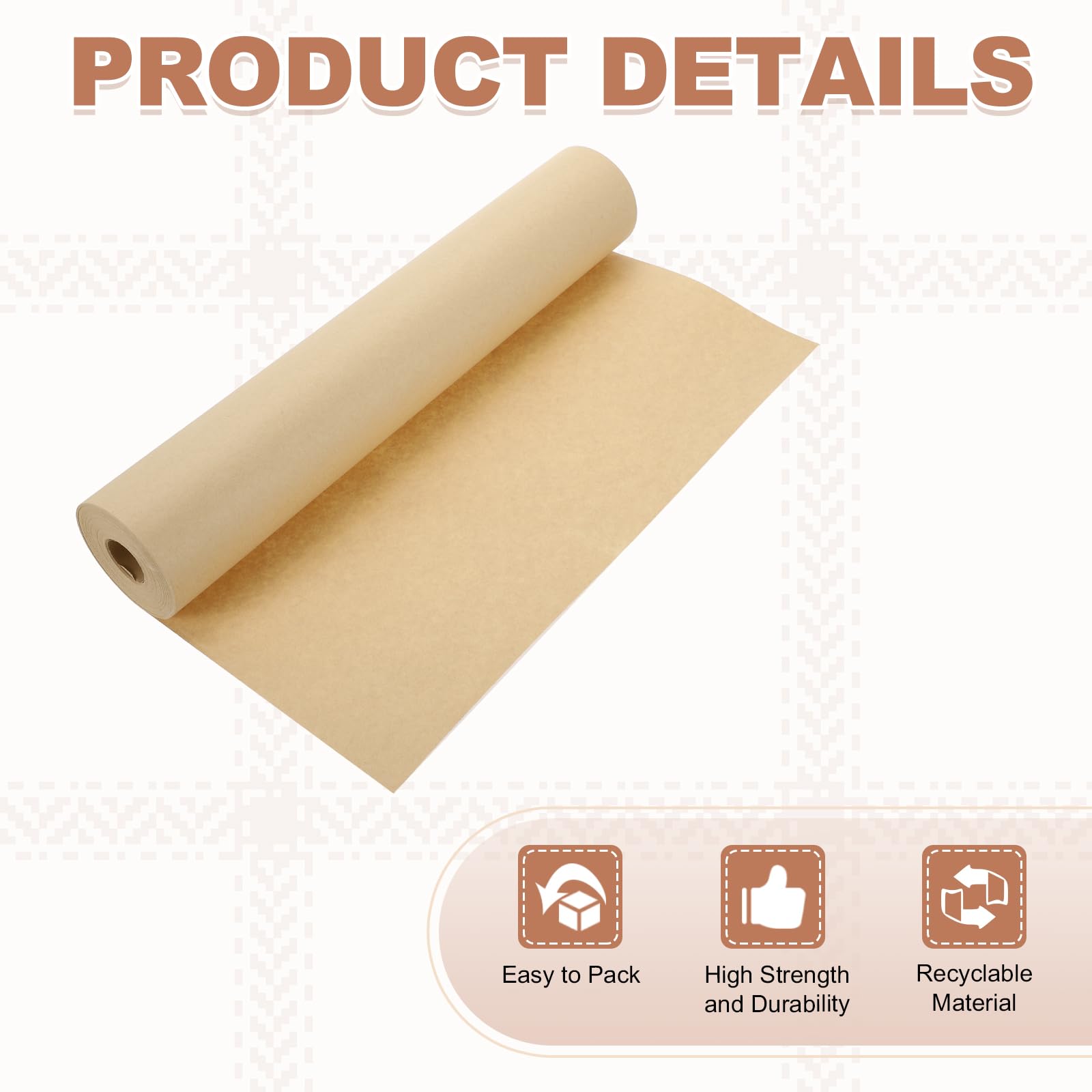 QUARKZMAN Carta Da Imballaggio Kraft 15"x 1181"(98.42' Carta Bianco 738GSM | Decorativa Kraft, Per Regali, Bouquet Fiori, Bacheca Arte Pittura Artigianato Imballaggio Trasporto
