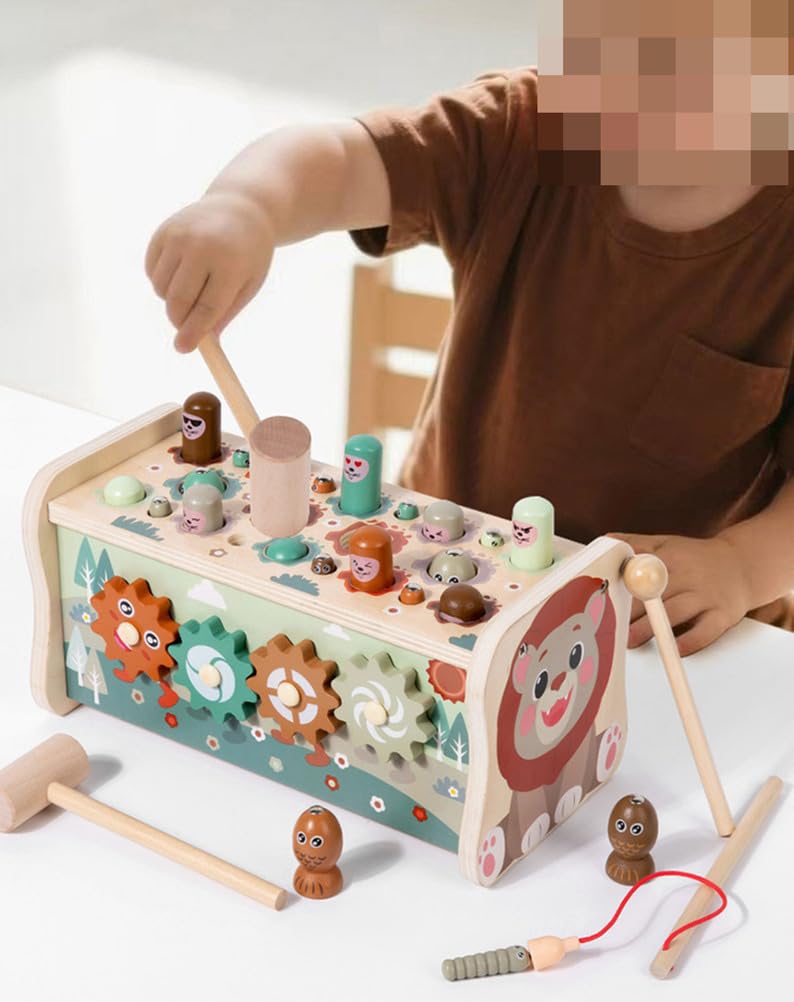 Drewniany ksylofon Whack‑A‑Mole i zabawka magnetyczne wędkowanie