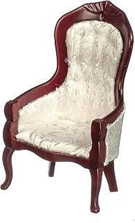 Dolls House Victorian White & Mahogany Gents Chair Living Room Furniture 1:12