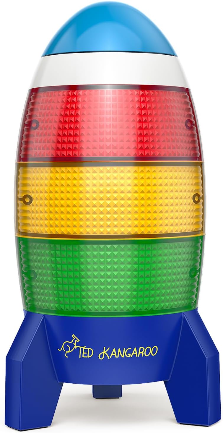 Countdown Timer! Blast Off Visual Timer for Kids with Audio Rocket, 0-24 Hour Countdown, Memory Function, Red Yellow Green Light, Easy Setup, Battery Operated for Classroom and Home Use