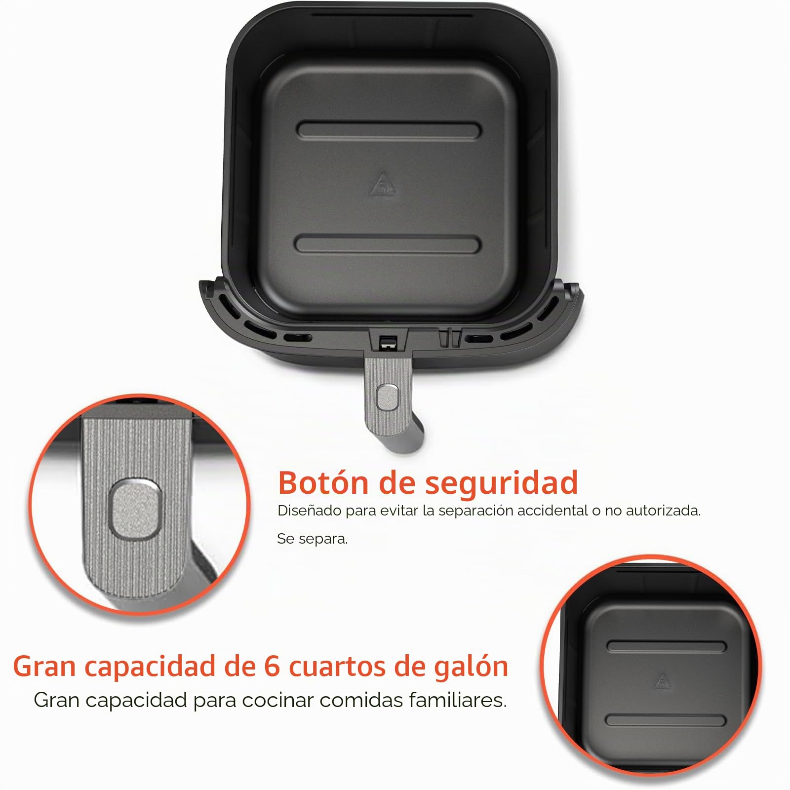 COSORI Turboblaze - Cesta original para freidora de aire de 6 cuartos de galón, accesorios de repuesto para freidora de aire CAF-DC601-KUS, antiadherente, apta para lavavajillas, CRP-DC601RB-KUS