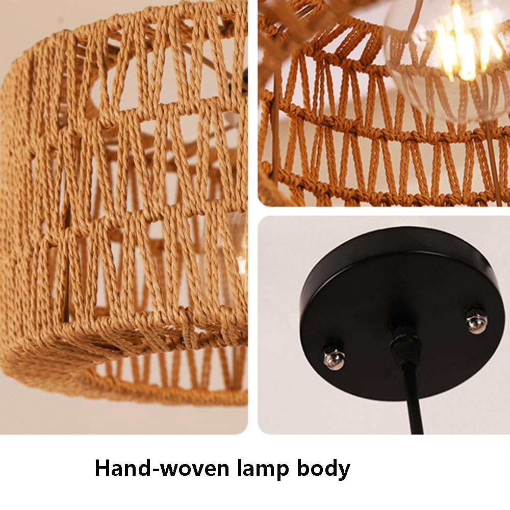 Miniaturowa Lampa Wisząca Z Rattanu, Bambusowa Lampa Wisząca, Ręcznie Tkany Żyrandol Z Rattanu Do Lamp Wiszących W Stylu Vintage Do Jadalni, Kuchni, Wyspy, Korytarza, Kawiarni, Baru CJSLXGBL