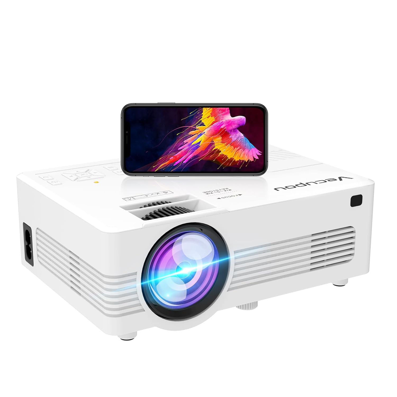 [WiFi Projector] XRPrime 7500Lumens Mini Projector, Full HD 1080P 200” Display Supported, Compatible with Smartphones, TV Stick, Video Games, DVD Player, HDMI/AV/VGA/USB for Outdoor Movies, HI-06
