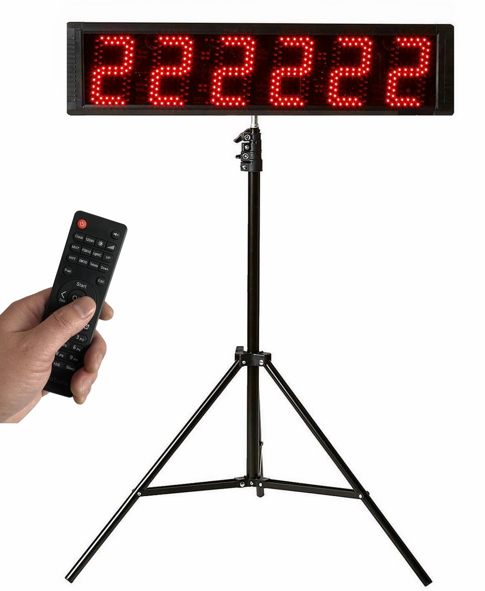Reloj de carrera con trípode de 5.6 pulgadas, temporizador de carreras, reloj digital de cuenta regresiva, con temporizadores de entrenamiento de intervalos de gimnasio, cronómetro, para