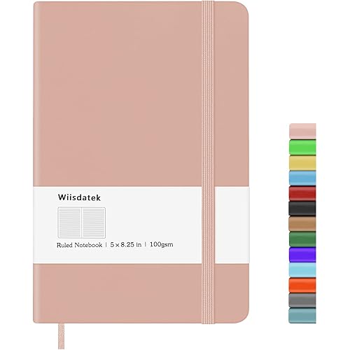 Notebook Journal, Lined Hard Cover,100Gsm Premium Thick Paper with Inner Pocket for Writing Note Taking Office School,5"×8.25"(Pink)