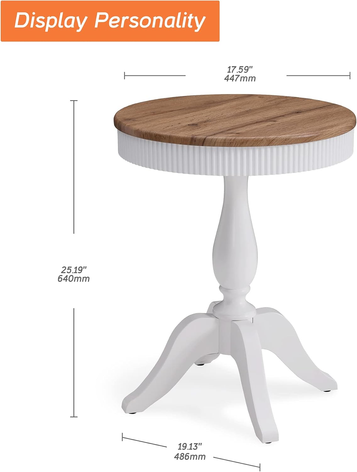 WAMPAT End Side Table with LED Lights, Bedside Nightstand Coffee SideTable for Living Room, Bedroom, Small Spaces, White/Oak
