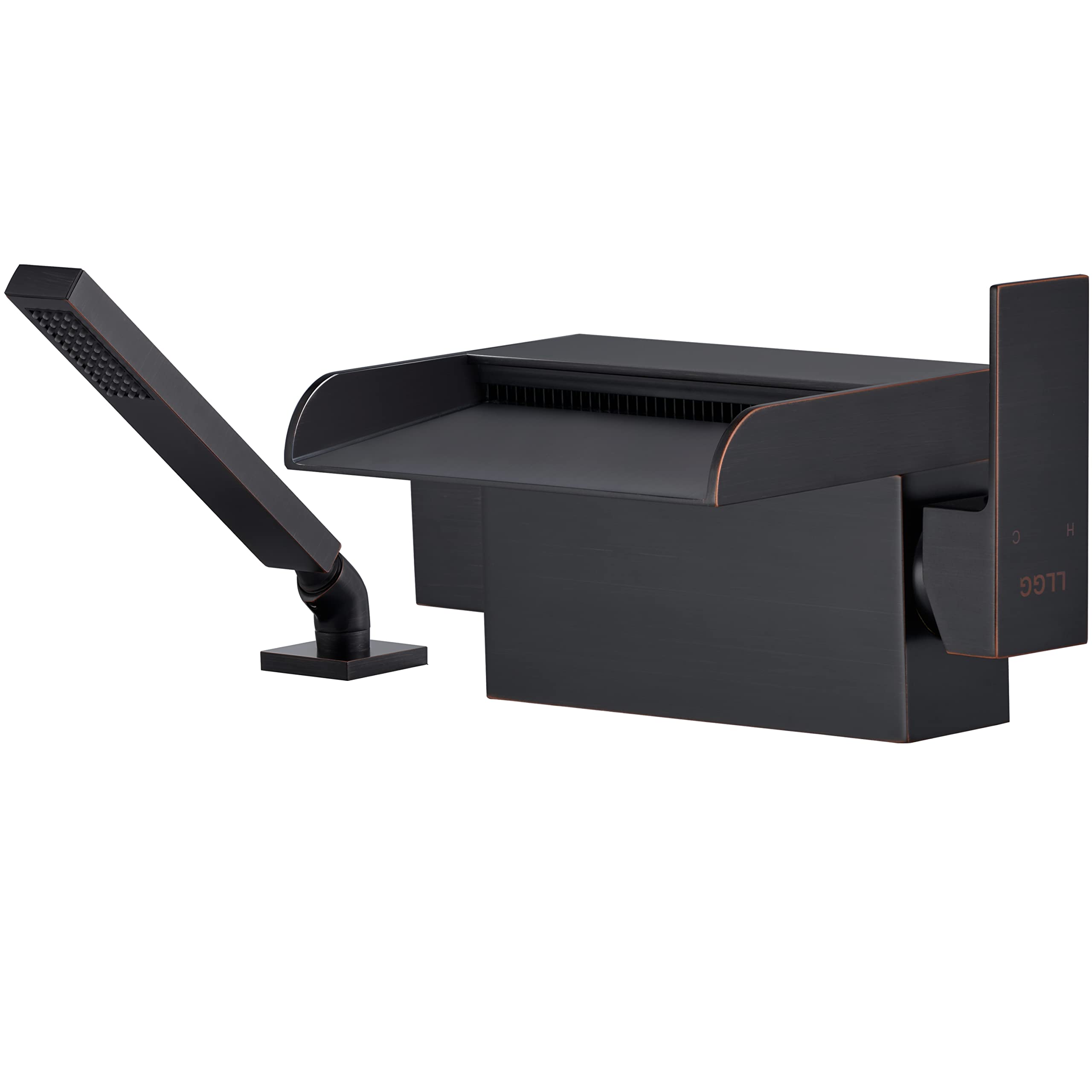 High Flow Waterfall Roman Deck Mount Tub Faucet Brushed Nickel Bathtub - View #3