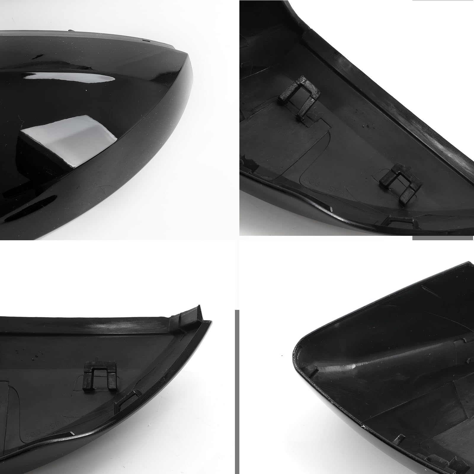 1 Par Capuchon de Rétroviseur Remplacement pour VW POLO MK6 2017-2024, Coque Retroviseur Exterieur De Voiture Couvercle Capuchon de Retroviseurs (Noir) | Cache de rétroviseur extérieur - Finition noire brillante - Montage facile - Remplace l'original