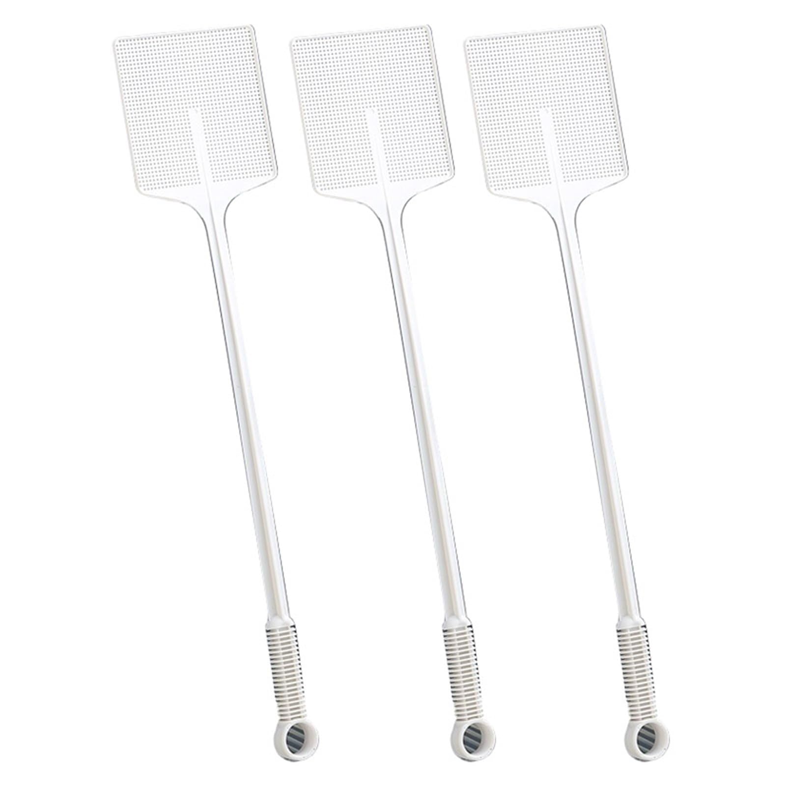 IVEIQI Durable Plastic Fly Swatter Manual Duty Bug Zapper Racket Flexible Long Handles Fly Swatters 3-Pack(White)