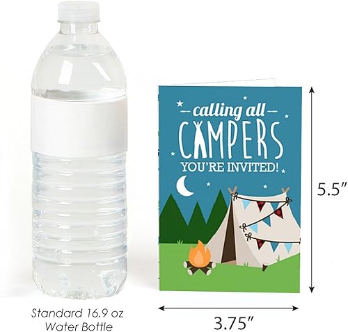 Miniatura 3 de Big Dot of Happiness Happy Camper - Rellena invitaciones para baby shower o fiesta de cumpleaños (8 unidades)