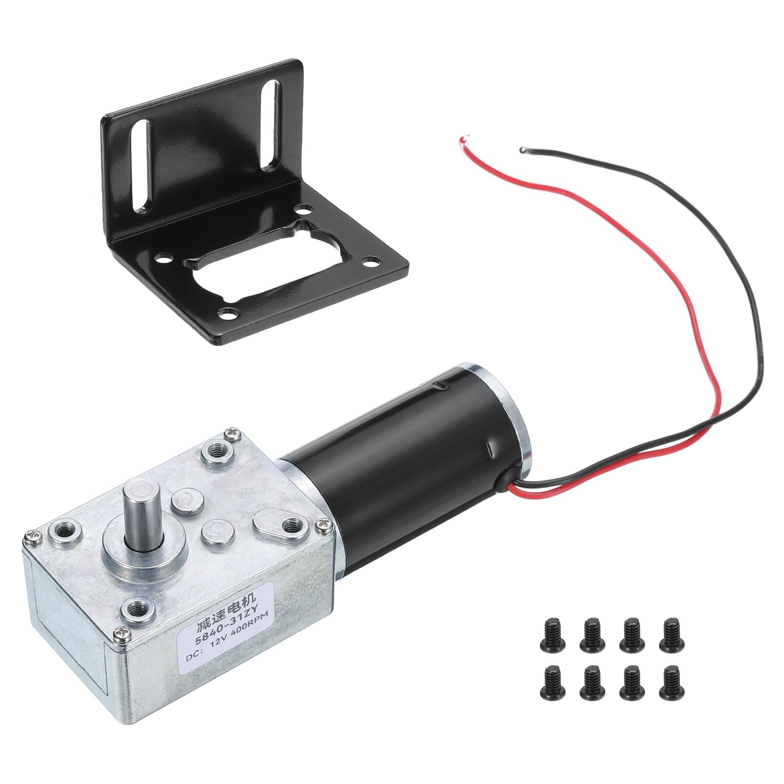 MECCANIXITY DC 12V High Torque Turbine Worm Geared Motor with 8mm Shaft 400RPM Geared Motor with Wire for Electric Fireplace