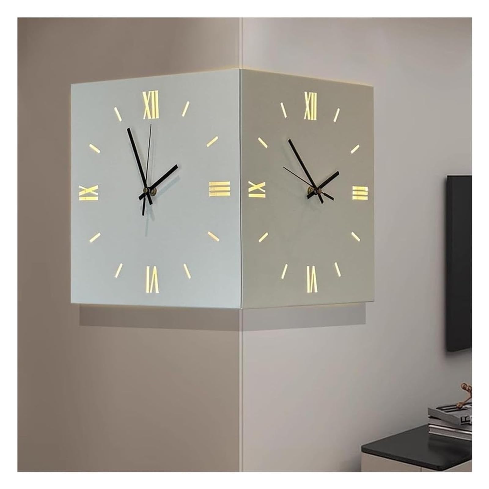 インテリア時計 m. Amazon.co.jp: 現代の大型装飾掛け時計 10インチ両面コーナー壁掛け