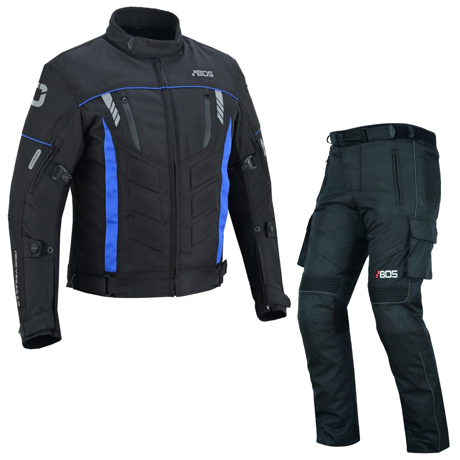 Motorrad Textilkombi Herren – CE Protektoren, wasserdichte Jacke + Hose Touring,Textil Kombi wasserdicht, belüftet, Protektoren im Set