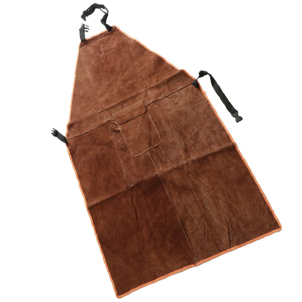 Delantal de Trabajo de Piel de Vacuno, Resistente al Calor, para Soldador, marrón, 90 x 60 cm