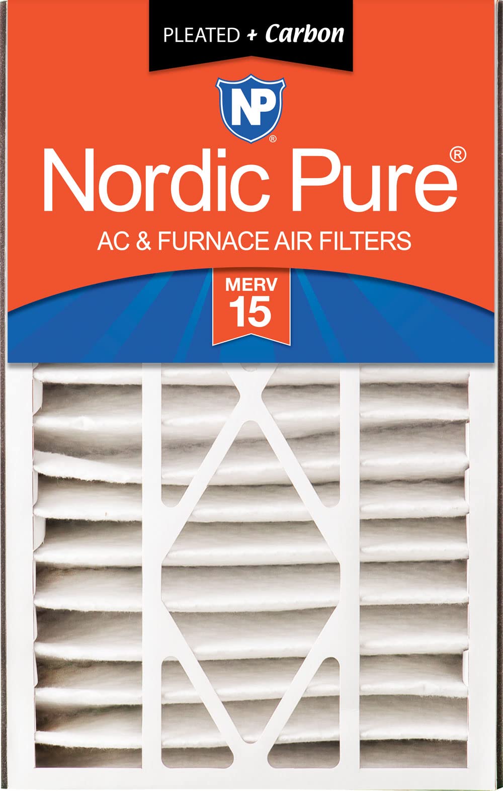 Nordic Pure 16x25x5 (15_5/8 x 24_1/8 x 4_7/8) Air Bear Air Filter Replacement MERV 15 Plus Carbon 1 Pack