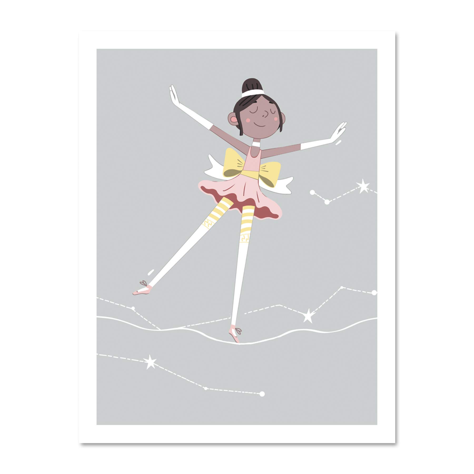 Wee Blue Coo Girls Ballerina Dancer Stars Large Framed Art Print Wall Poster 18x24 inch