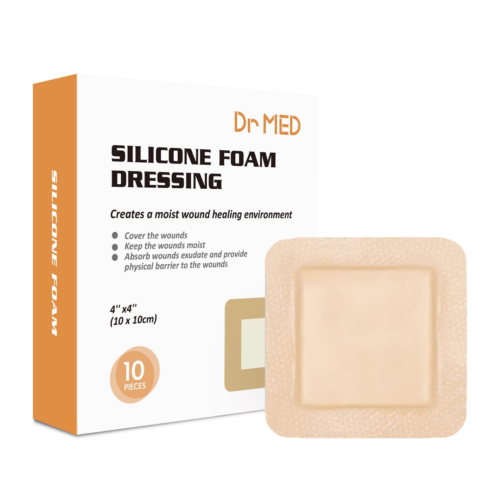 Buy Dr. Med Silicone Foam Dressing 4"x4", Waterproof Border Adhesive