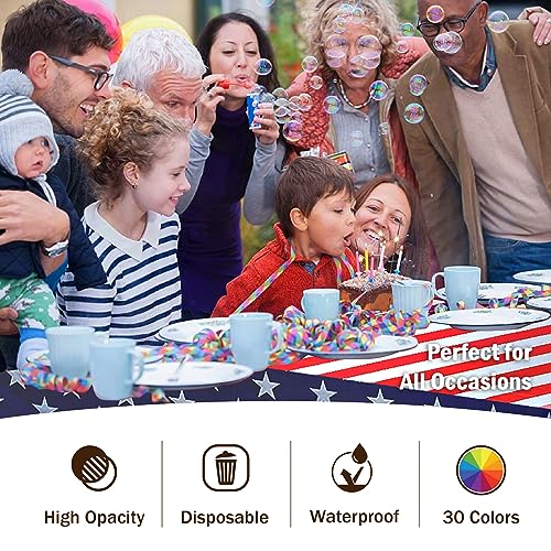 Image of Party Solids Patriotic Rectangular Plastic Tablecloth - 54x108 Inch, Pack of 24