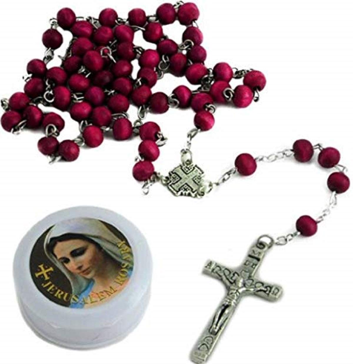 Bethlehem Gifts TMWomen's 22" JERUSALEM Red Rose Smell Scented Olive Wooden Rosary Beads Cross Necklace / Wood Crucifix Chain Pendant Prayer Holy Praying Pray Unique Beautiful Long Fashion Jewelry Bracelet Jesus Beaded Christianity altar vestment tabernacle monstrance religious chasuble catholic jesus thurible infant of prague orthodox santos Lot cassock stole censer ciborium cope shrine st michael pyx holy water religious medals stations of the cross sacred heart fatima mary surplice alb missal saint michael triptych lourdes olive wood mitre pocket shrine agnus dei holy family relic document black madonna pope francis sick call paten theca Christianity st anthony medal pieta chalkware bishop pall guadalupe reliquary paraments jude prayerbook praying hands nun doll joan of arc blessed santos crown angel statue st george vintage bible lampada christian jewelry risen christ daprato magdalene milagro Rosery last supper breviary